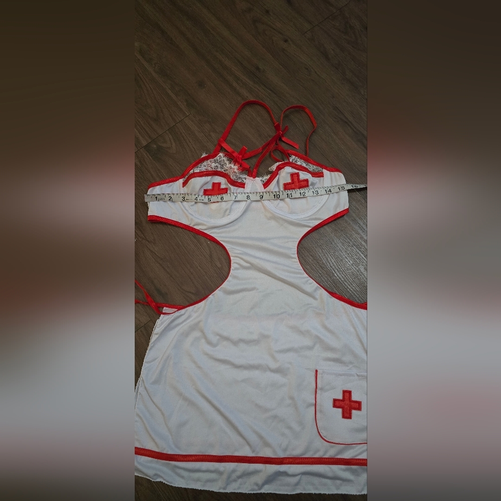 New Women's White and Red Nurse Costume Lingerie Large - Picture 5 of 8